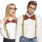 3-teilige Nerd-Verkleidung * BRILLE + FLIEGE + HOSENTRÄGER * für (Kinder-) Geburtstag, Karneval oder Mottoparty | Streber Fasching Party Motto