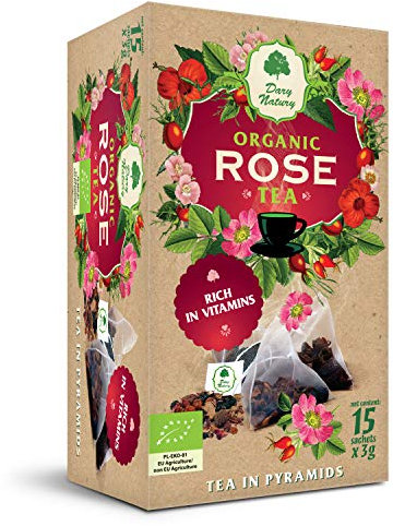 Organic Hebal tea Rose in pyramids - biodegradable - ecological farming product