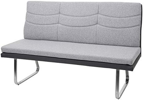 Mendler Sitzbank HWC-G54, Esszimmerbank Bank, Stoff/Kunstleder Edelstahl gebürstet - grau Bank 160cm