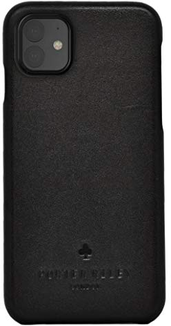 PORTER RILEY - Leather Case for iPhone 12 Mini (5.4). Premium Genuine Leather Slimline Back Case (Black)