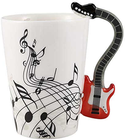 Tasse à café en céramique style guitare de style musique tasse à café thé lait tasse à café tasse à café fantaisie cadeau guitare rouge noir gratuit gratuit
