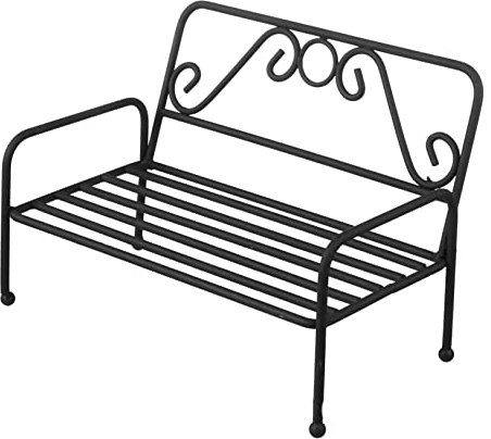 Yardwe Metal Plant Stand Indoor Potted Flower Holder Iron Mini Bench Flower Pot Display Rack Fairy Garden Furniture (Black)