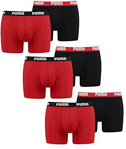 Puma 6 er Pack Boxer Boxershorts Men Herren Unterhose Pant Unterwäsche, Farbe:786 - Red/Black, Bekleidungsgröße:XXL