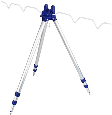 AYNEFY Rutenständer mit Stativ Rutenhalter aus Aluminium Feeder-Dreibein Teleskop Stützständer Angelrute Angelstativ Tragbar zum Feederfischen Outdoor, 55-120cm