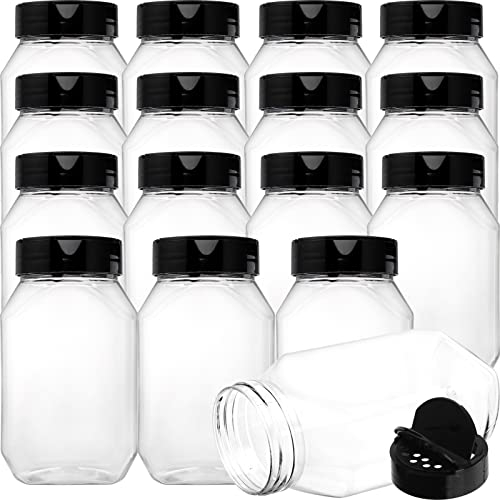 Dicunoy 16 Pack Gewürzbehälter Kunststoff, 500ml große Gewürzgläser mit Deckel, wiederverwendbare leere Aufbewahrungsflasche für die Küche Aufbewahrung von Gewürzen, Pulvern