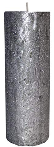 Kerze Deko Stumpenkerze Rustic metallic Silber 70 / 200