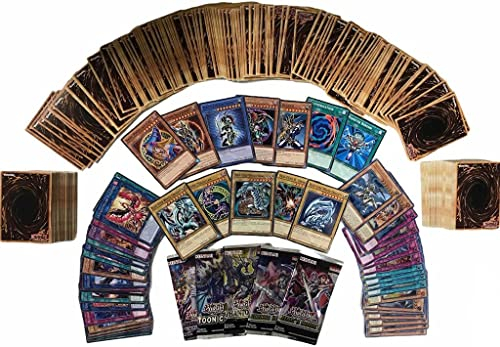 100 Yu-Gi-Oh Sammelkarten 85 Commons 10 Rares 5 Holo Karten + 1 Random Yu-Gi-Oh Booster mit mögliche Magiern und Drachen + 1 Heartforcards® Toploader