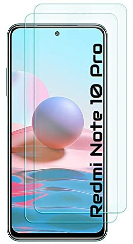 Cracksin Panzer Schutz Glas kompatibel mit Xiaomi Redmi Note 10 Pro [2 Stück] Displayschutzfolie,Schutzfolie 9H 100% Fingerabdrucksensor High Aluminium Glas