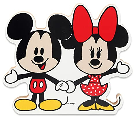 Open Road Brands Disney Mickey Mouse und Minnie Mouse Regalsitzer Dekor – niedliche Holzblock-Dekoration für Zuhause