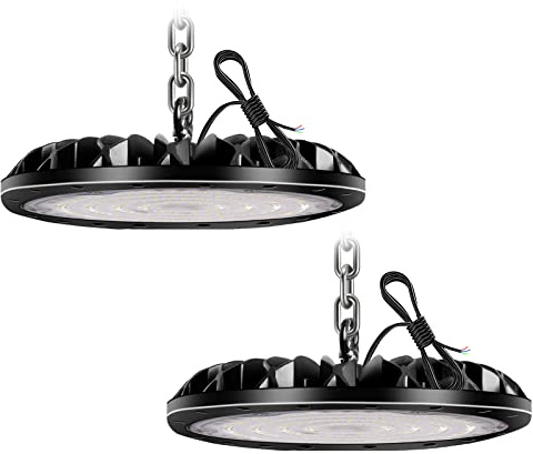 2 Pack 100W UFO LED Projecteur 10000LM, Etanche IP65 UFO Spot High Bay Lumière D'entrepôt, Blanc Froid 6000K Atelier Éclairage D'entrepôt pour Stade Centres Logistiques