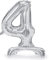 Folienballon Zahl 4 Silber stehend 70 cm Luftbefüllung