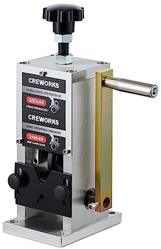 CREWORKS Macchina Spellacavi Manuale Professionale con 3 Diversi Piastre Foro e 5 Canali per Cavi da Φ1.5mm a Φ25mm Macchina Spelafili Manuale Sguainacavi Recupero Rame