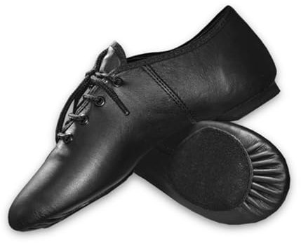 iKelpie Laces Jazz Shoes Black Leather Split Sole for Unisex Men, Women, Girls, Children & Toddlers - Modern Stage & Irish Pump Dance Shoes with Rubber Heel