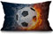 BGBDEIA Fußball-Kissenbezug, 30 x 50 cm, Sport, Fußball in brennendem Feuer und Wasser, funkelnd, Kreisspiel, rechteckig, Heimdekoration, Baumwollleinen, Wurfkissenbezug für Bett, Sofa, 30 x 50 cm