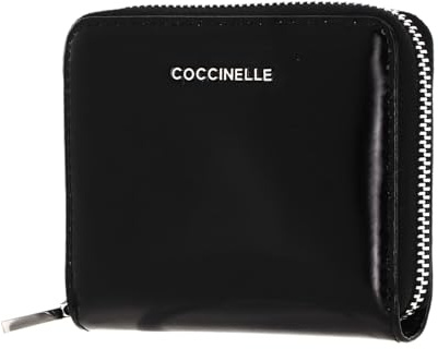 Coccinelle Leder Geldbörse Metallic Shiny Leather Zip Around Wallet Noir schwarz