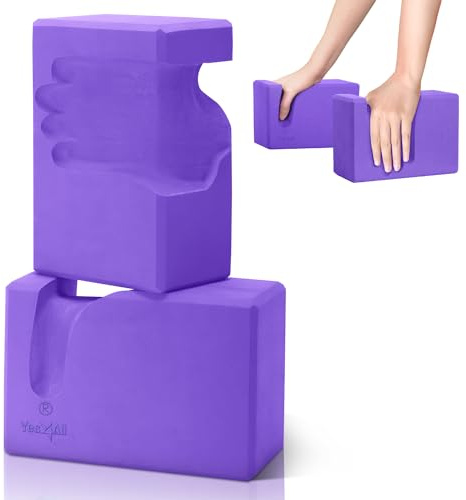 Yes4All Yoga Blocks 2 Pack Wrist Support, Comfort, and Grip Strength, EVA Foam Blocks Pilates Yoga Brick Yoga Accessories