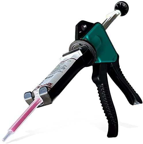 Kartuschenpistole 2K Auspresspistole für 50 ml Kartuschen im Mischverhältnis 1:1 ideal für präzise Verarbeitung von Klebstoffen in Reparatur, Modellbau, Elektronik und Kunststofftechnik EM HED-Y0505