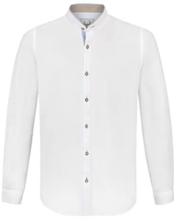 Stockerpoint Herren Raffa Trachtenhemd, Weiss blau, M