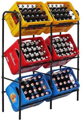 PROREGAL Getränkekistenregal AMMERSEE XL HxBxT 116x96x33cm, 6 Kisten auf 3 Ebenen, Schraubregal Grundregal Kistenregal Getränkeständer Kistenständer