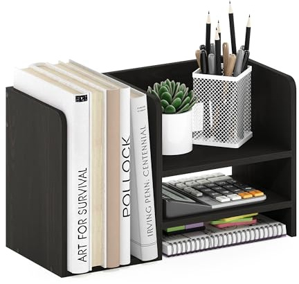 Furinno Desktop Storage Organizer, Engineered Wood, Espresso, 2 Shelves Space