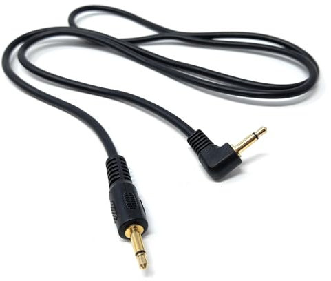 DRUT 1m 3.5mm Mono to 3.5mm Mono Jack Plug Right Angle Audio 1/8'' AUX Cord Cable Lead 3.3ft Black Gold