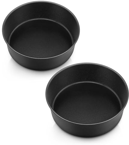 Homikit 8Inch Deep Cake Tins Set of 2, Stainless Steel Cake Mould Round Baking Pans for Birthday, Wedding, Christmas, Nonstick Coating, Healthy & Rust Free, Seamless Design & Easy Clean