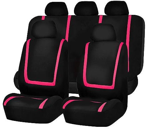 Auto Sitzbezüge Set für Opel Astra J Astra K Astra H Astra G Astra-H Sri Astra J Sports Tourer,Sitzbezüge Sitzschoner Innenraum Zubehör,E-Black pink