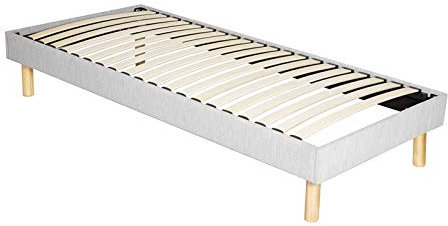 King of Dreams Adrien - Solide et Confortable Sommier Tapissier Gris + Pieds en 18 cm pour Matelas en 70x190-13 Lattes - revetement Tissu Polyester Facile d'entretien