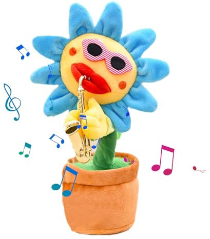 Singende tanzende Sonnenblume, tanzendes Sonnenblumenspielzeug | Leuchtender Blumenplüsch wiederholt, was Sie sagen | Partygeschenke, Dekokissen, Geschenke, 200 Lieder, Musikalisches, lustiges