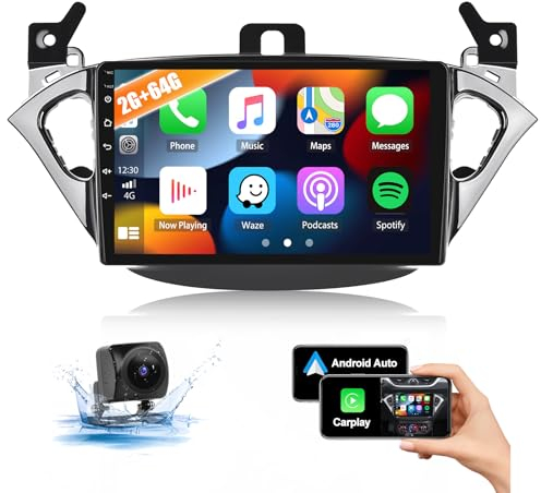 2G+64G CAMECHO Android 13 Autoradio mit Navi für Opel Corsa 2015-2019/Opel Adam 2013-2016,Doppel Din Radio mit 9-Zoll Bildschirm,Carplay Android Auto Bluetooth RDS+Rückfahrkamera