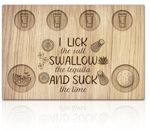 BENECREAT Zitrus-Tequila-Schnapsgläser-Serviertablett, Holz-Flight-Tablett Glashalter Mit Salzrand, Schnapsglasbrett Für Bar, Restaurant, Party, Familientreffen, 20x30 cm