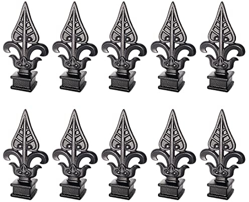 10 Stück Zaun-Dreizack-Endstücke, 25 x 25 mm, Aluminium, schwarz, viereckig, ausgestellt, für Eisen-Lattenzaun, Hof, Garten, Rasen, Dekoration