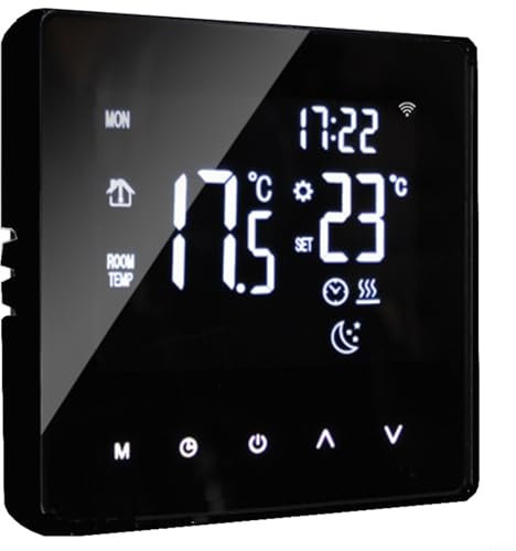Homefurnishmall Termostato digital programable, pantalla LCD grande, termostato inalámbrico para el hogar para sistema eléctrico de calefacción de suelo (negro), 2756E577536K6WD83UN856EO
