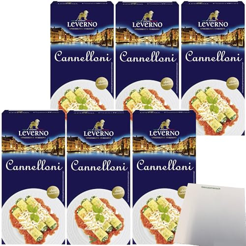usy Bundle für Leverno Cannelloni Italienische Pasta Röhren 6er Pack (6x250g Packung) + usy Block