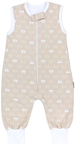 TupTam Gigoteuse à Pied – Turbulette Bébé Été Légère 0.5 TOG, Coton OEKO-TEX, Ours CC/Beige, 104-110