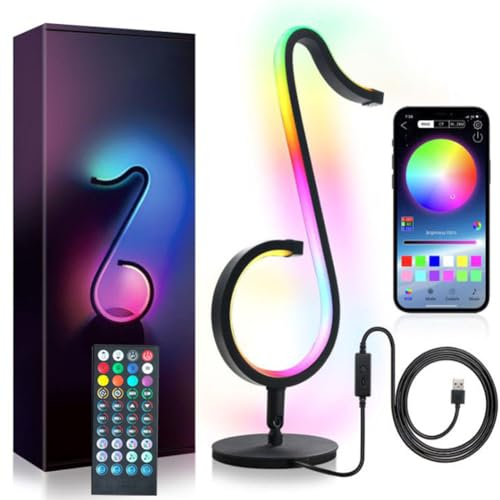 Xiyocadt LED Nachttischlampe, RGB Tischlampe Dimmbare Schlafzimmer Deko Lampe Fernbedienung & App Steuerun, LED Tischleuchte Nachtlicht für Heimdeko, Atmosphäre, Geschenk,Schwarz