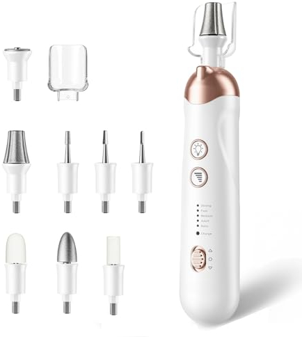 Eurobuy Taladro de Uñas Recargable,Juego de Limas Eléctricas 9 en 1 con 20 Bandas de Lijado de 5 Velocidades,Herramienta de Cuidado de Uñas Gruesas con Luz LED