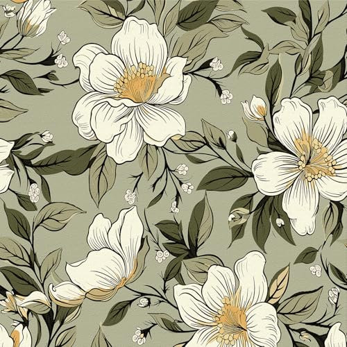 LZH-LP Self Adhesive Wallpaper 44x600CM Floral Contact Paper Green Leaf Flower Peel and Stick Wallpaper Removable Vinyl Wrap for Home Decor
