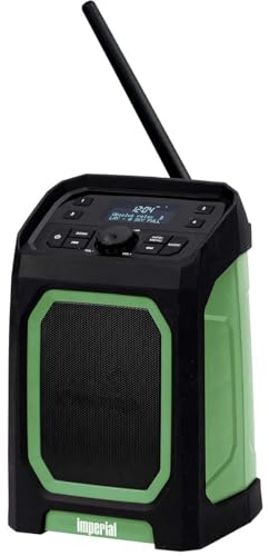 IMPERIAL DABMAN OR 5 Radio d'extérieur avec DAB+ et Bluetooth 5.3 (batterie 5000 mAh, lecture 30 heures, 8 W, étanche IP65) - Noir/Vert