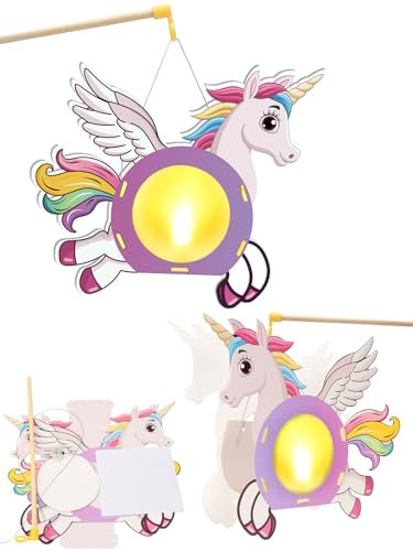 APODESS 2SET LED Einhorn Laternen Bastelset für Kinder Herbst Basteln Martinslaternen Halloween Basteln Lampions Kinder Laterne für Jung Mädchen Sankt Martin Martinsumzug