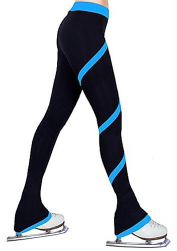 Eiskunstlauf-Hosen Für Mädchen Und Damen, Eiskunstlauf-Kleidung Für Erwachsene, Eiskunstlauf-Trainingskleidung,Blau,XL=160