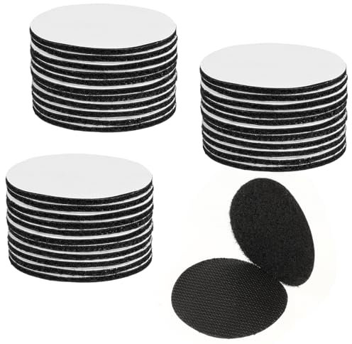 Lusofie Cinta Adhesiva Autoadhesiva Extra Fuerte 20 Pares Puntos de Adhesiva Redondos 30/40/50 mm Cinta de Adhesiva Autoadhesiva Negra para Tela para Sujetar Sábanas, Sofás y Alfombras (40mm)