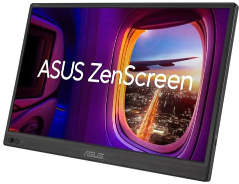 ASUS ZenScreen MB169CK, Monitor Portatile da 15,6, Full HD IPS (1920x1080), Doppia Porta USB-C, Mini-HDMI, Tecnologia Flicker Free e Filtro Luce Blu, Superficie Anti-riflesso, Nero