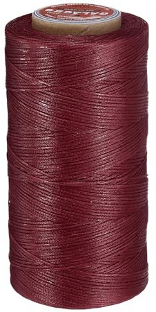 sourcing map Hilo encerado para coser cuero plano, 270 m, cuerda de cera de poliéster, cordón de costura de cera 150D para manualidades de cuero, encuadernación, pulseras, trenzado, borgoña