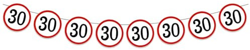 DazzJoy 30 Geburtstag Deko Girlande,Verkehrsschild Girlanden zum 30. Geburtstags Deko Banner,Deko 30 Geburtstag Mann Frau, Verkehrsschild Partyzubehör für 30er Geburtstage Deko,Hochzeit,Jubiläum Party