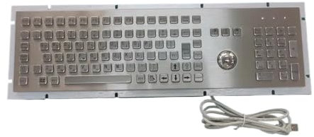 Teclado Industrial de Acero Inoxidable 107 con ratón trackball Integrado y Teclado numérico Compatible con Varios Sistemas(Korean Layout)