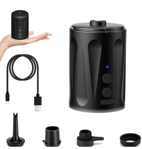Portable Air Pump, JiHiGe Electric Pump with Camping Lantern, USB Rechargeable Air Pump for Air Mattress Pool Floats Swimming Ring Air Bed