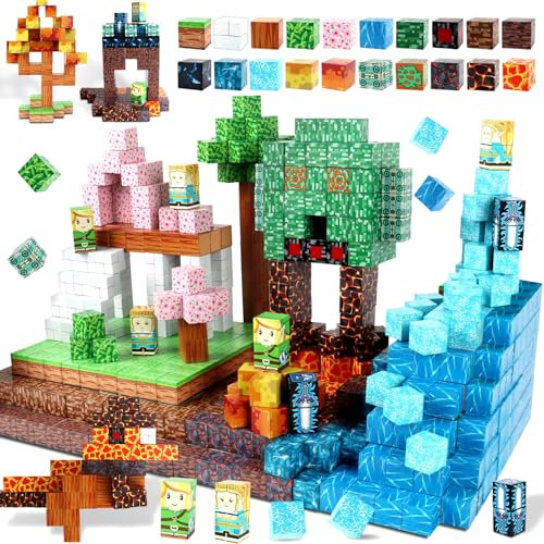 Magnetische Bausteine, 150 Stück Magnetisches Spielzeug Blöcke, Magnetische Bausteine Bauspielzeug, Magnetisches Block-Set für Jungen Mädchen, STEM Montessori Spielzeug ab 3 Jahre Geschenk für Kinder