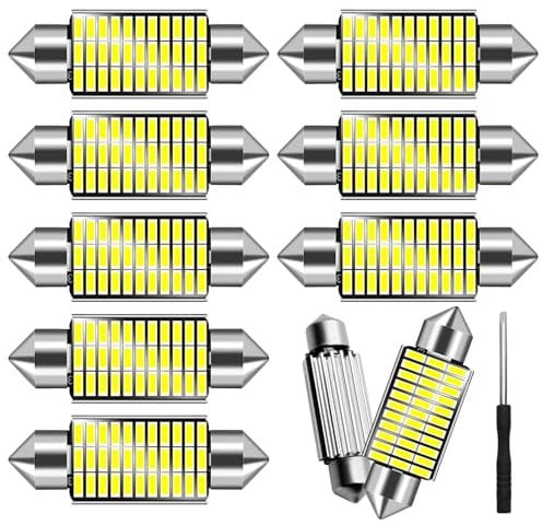 YSWOVUO Auto LED Innenbeleuchtung, 10 Stück 41MM Led Auto Innenraumbeleuchtung Mit Kühlkörper Auf der Rückseite, Plug and Play Innen Beleuchtung, Weiße Licht