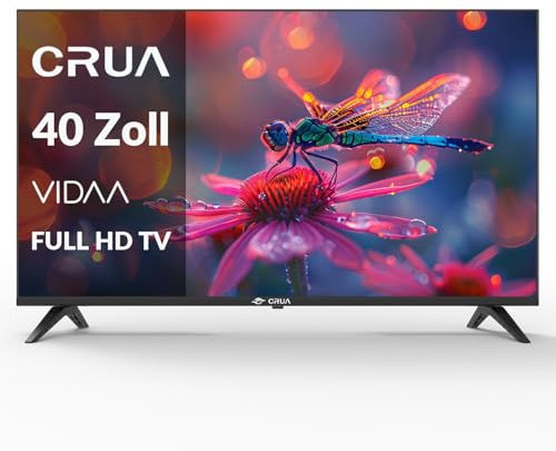 CRUA VIDAA Smart TV,101(40 Inch) TV,1920x1080P Full HD TV,LED TV with HDMI/USB/AV IN/Triple Tuner DVB-T2/T/C/S2/Compact and Smart for Your Home,Black [Energy Class E]